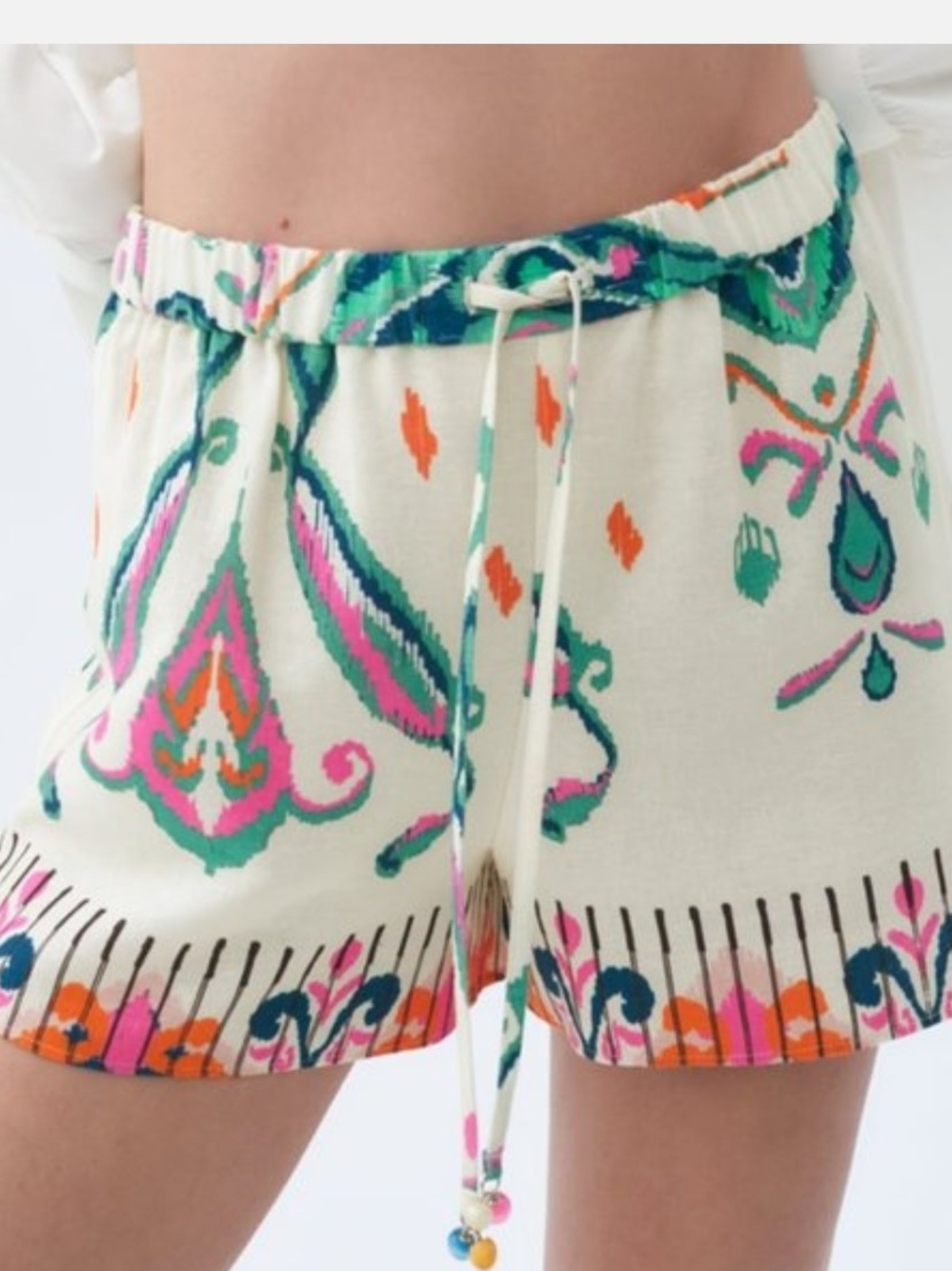 Zara linen blend printed shorts